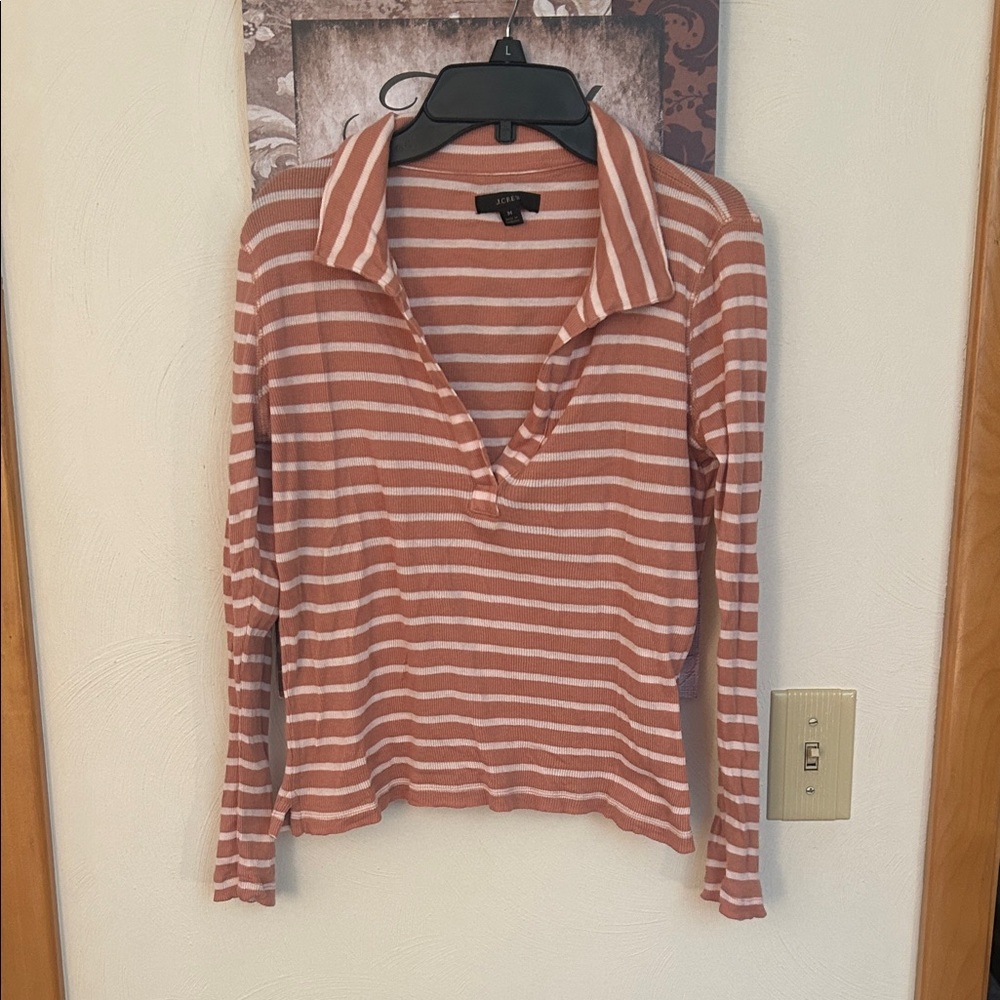 J. Crew Striped Long Sleeve Top - Pink and brown